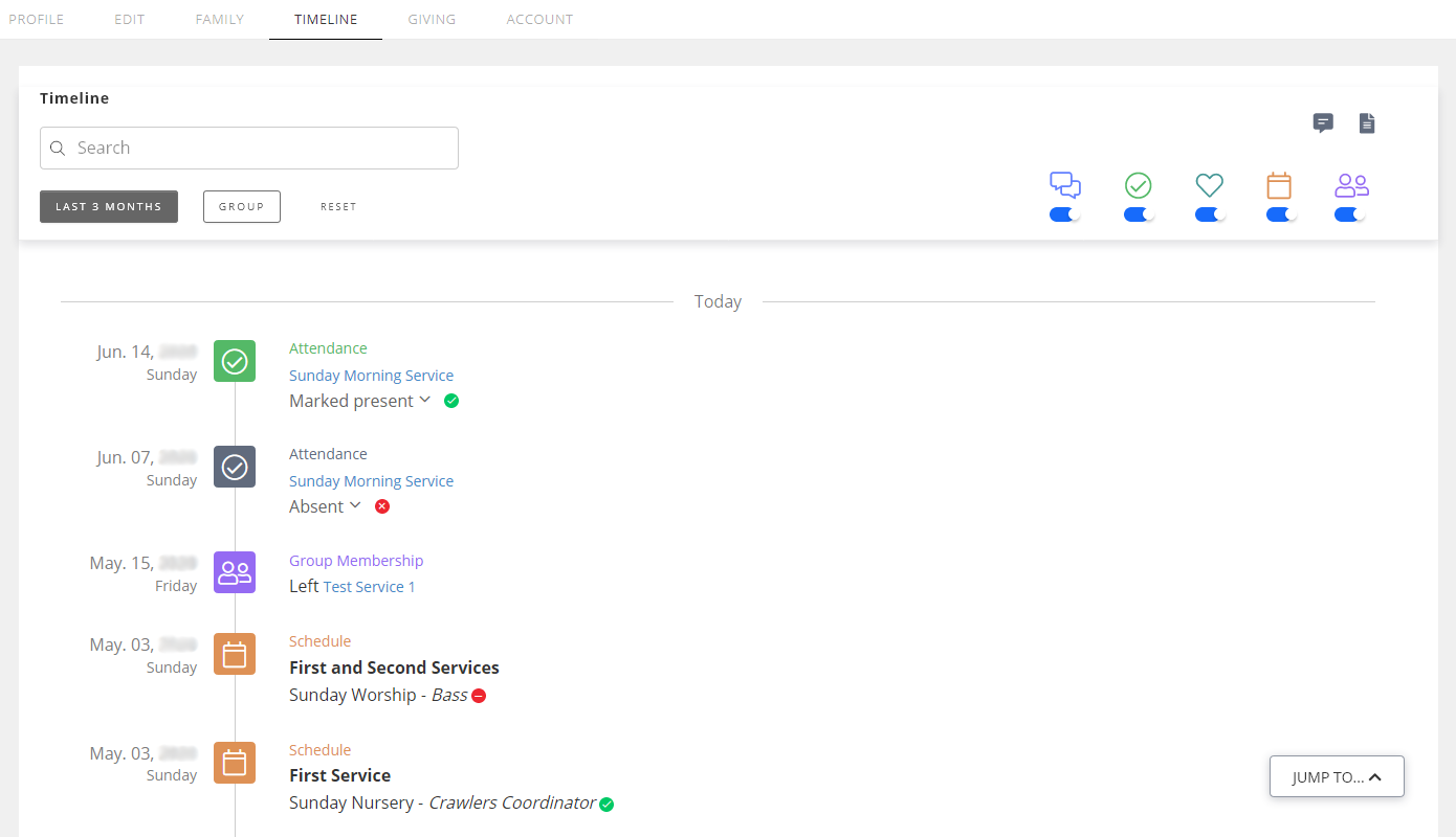 example timeline information