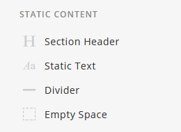 list of static content fields