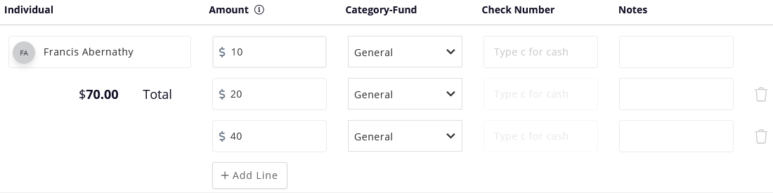 three splits added to giving input