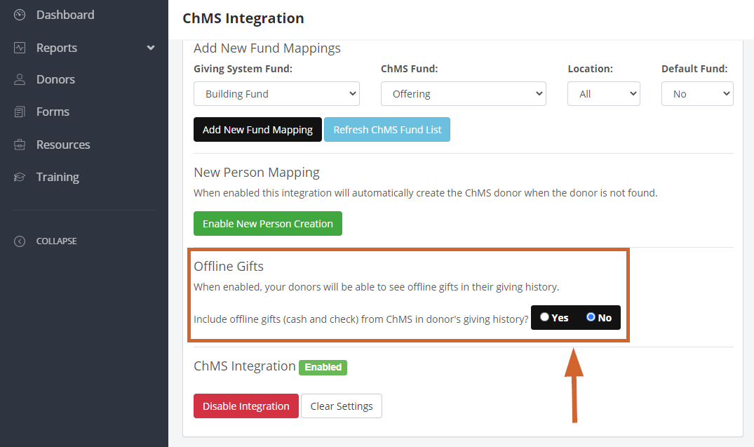 Display Offline Donations