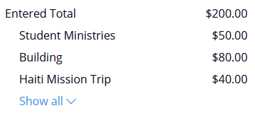 running totals for funds