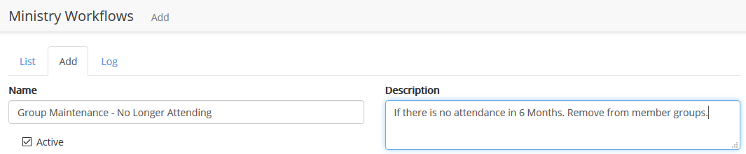 workflow name and description setup