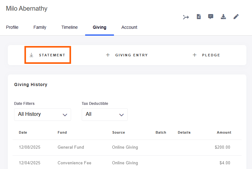Download Individvual Giving Statement Link